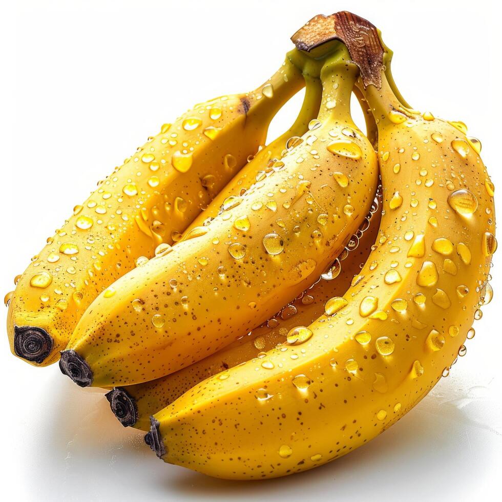 AI generated Ripe Bananas With Water Droplets photo