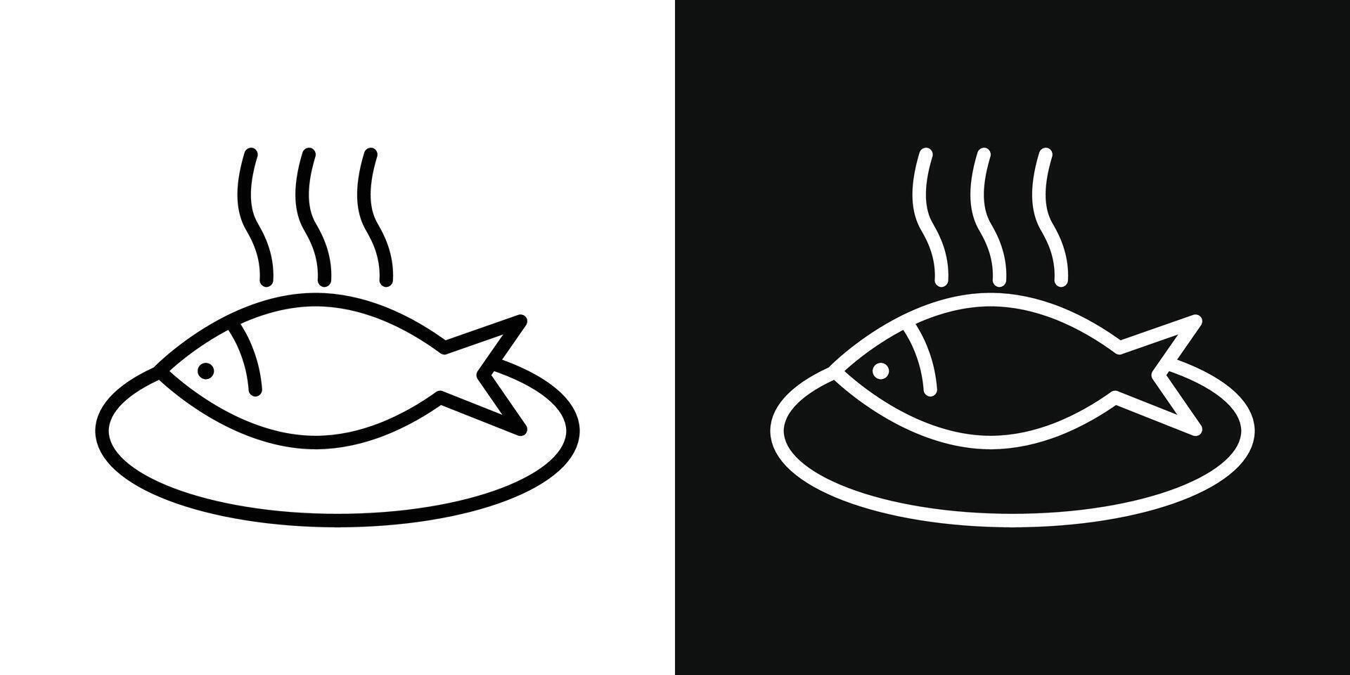 Cooked fish icon vector