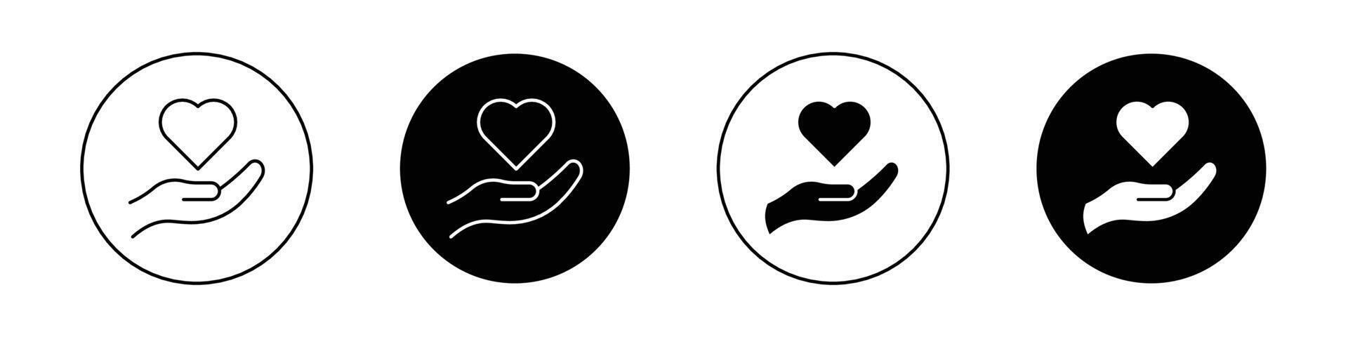 Heart in hand icon vector
