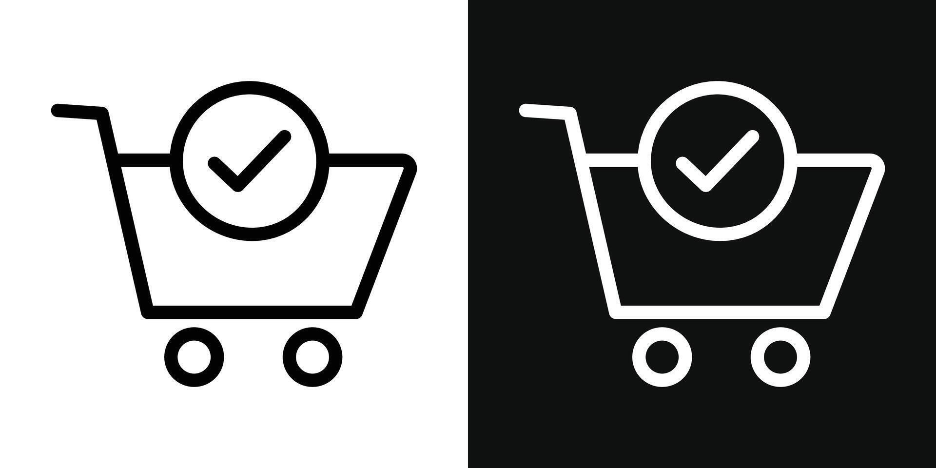 Shopping cart and check mark icon vector