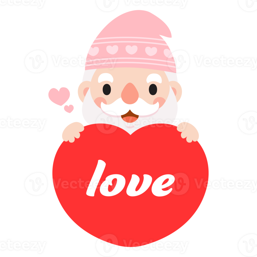 Gnomes Valentine's day with hearts Clipart, Gnomes Love, sweet gnomes for valentine day. Romantic Valentine Gnome png