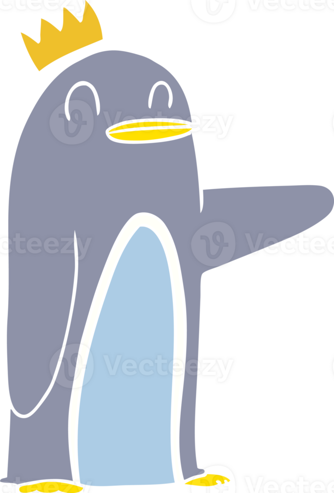 flat color style cartoon emperor penguin png