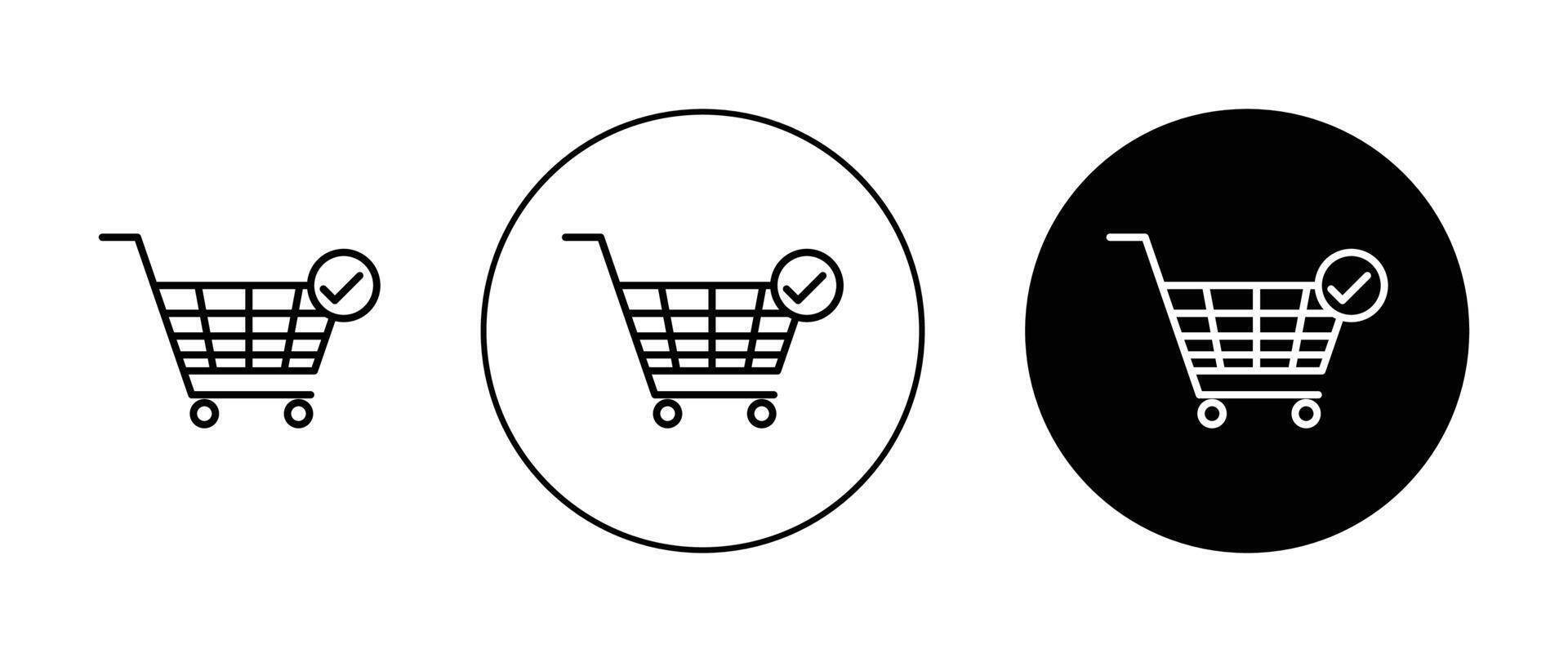 icono de carrito de compras y marca de verificación vector
