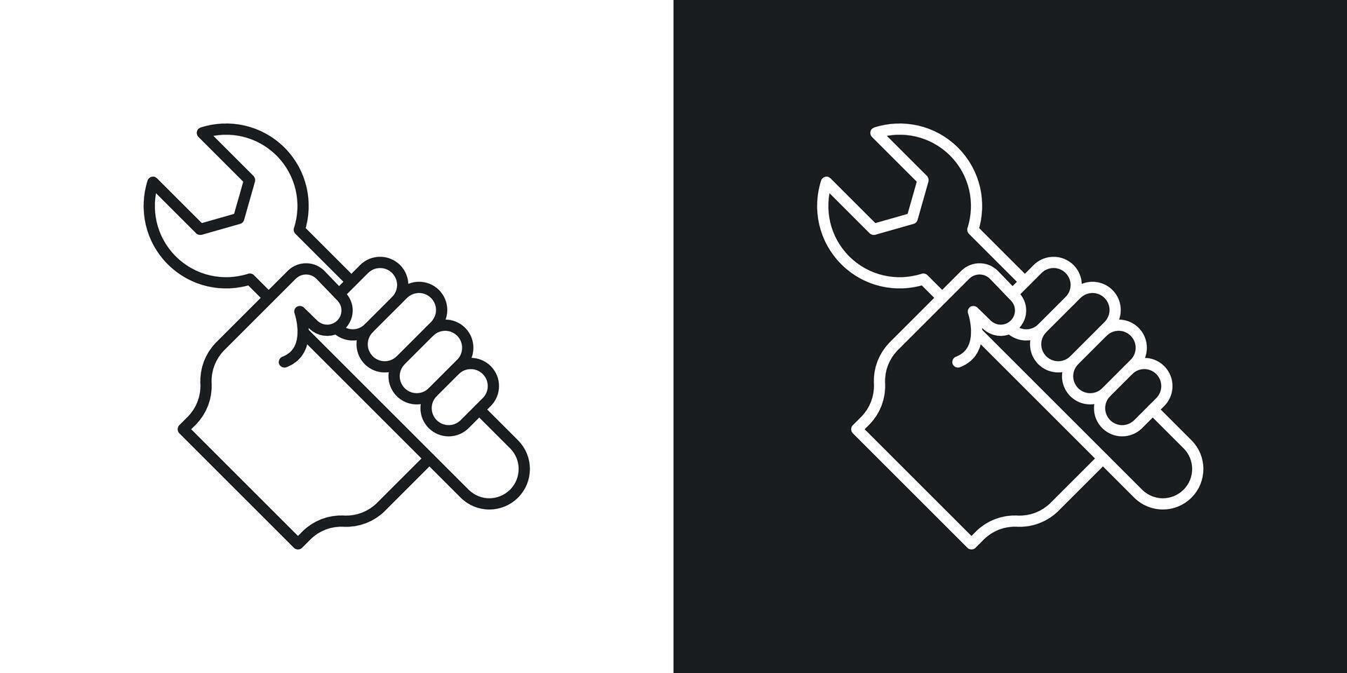 Spanner in hand icon vector