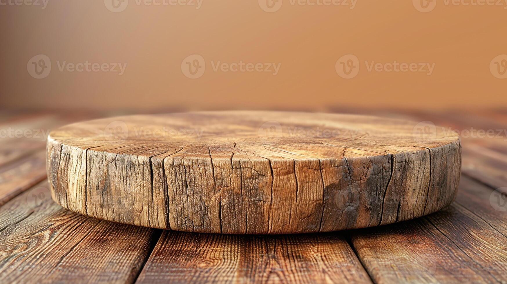 AI generated a wooden round table on a wooden table photo