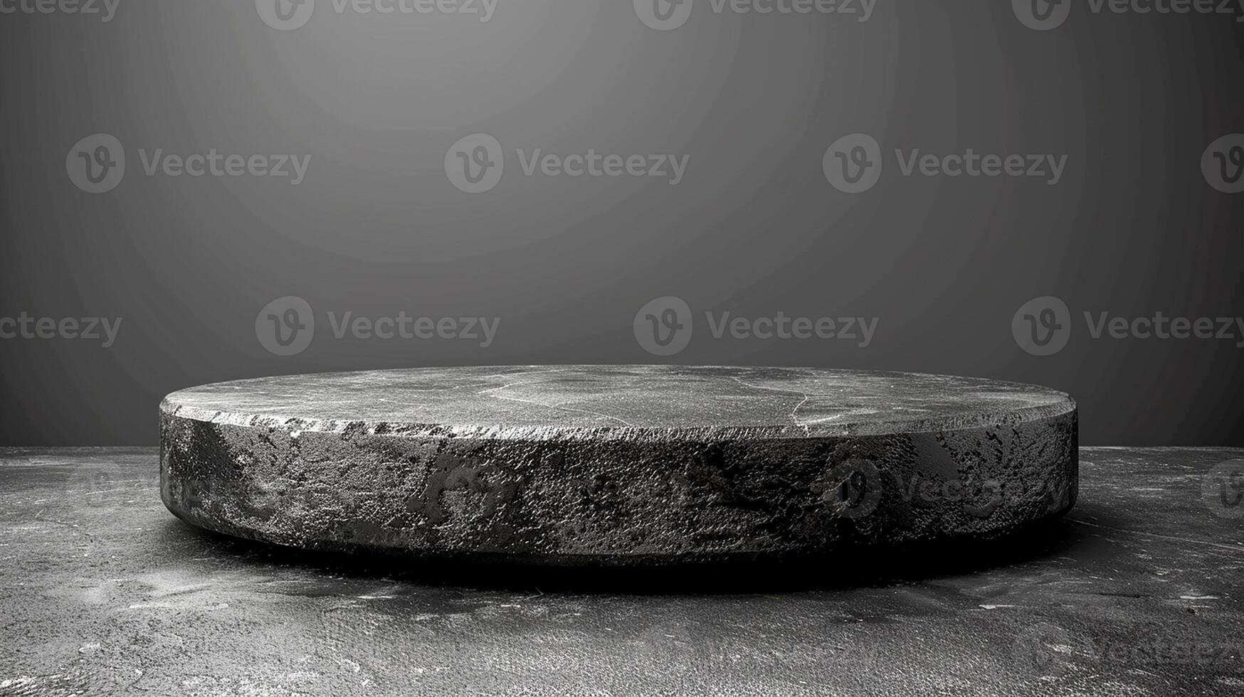 AI generated a black and white photo of a round stone table