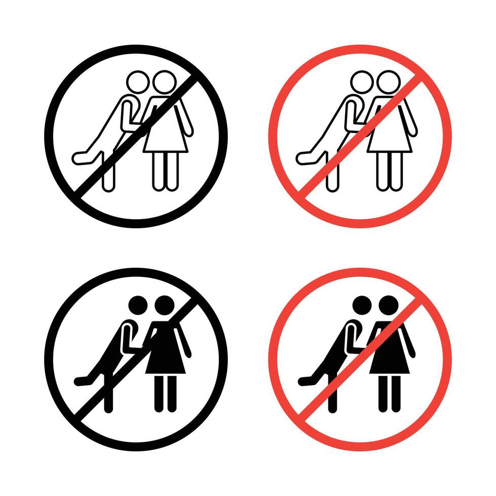 No abrazos No Beso icono vector