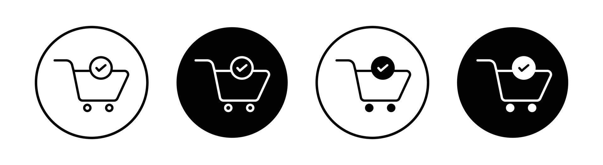 icono de carrito de compras y marca de verificación vector