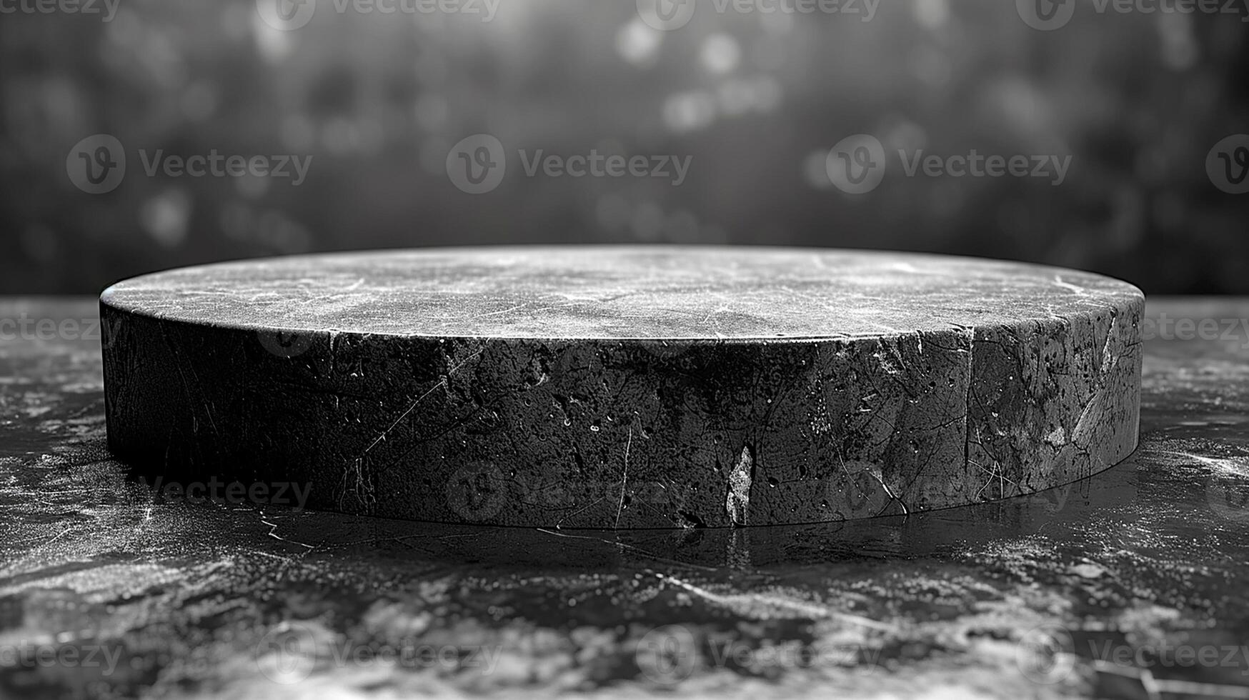 AI generated black and white photo of a round table