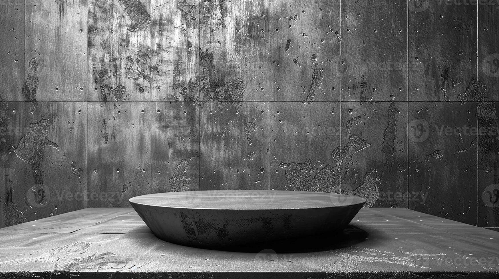 AI generated a black and white photo of a bowl sitting on a table