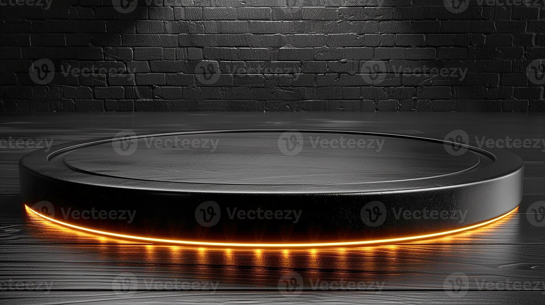 AI generated a black round table with a glowing light on it photo