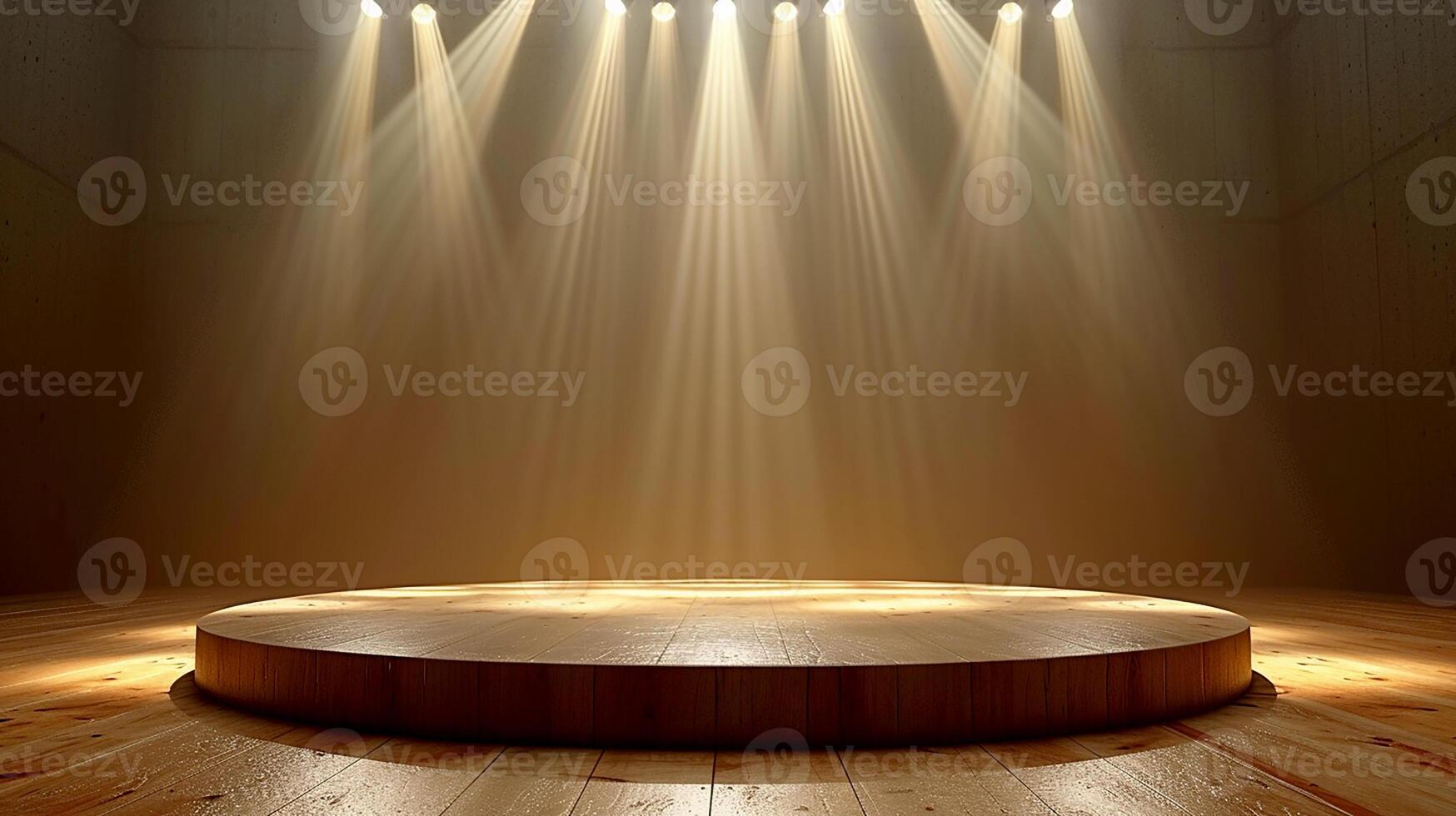 AI generated a stage with lights shining on it photo
