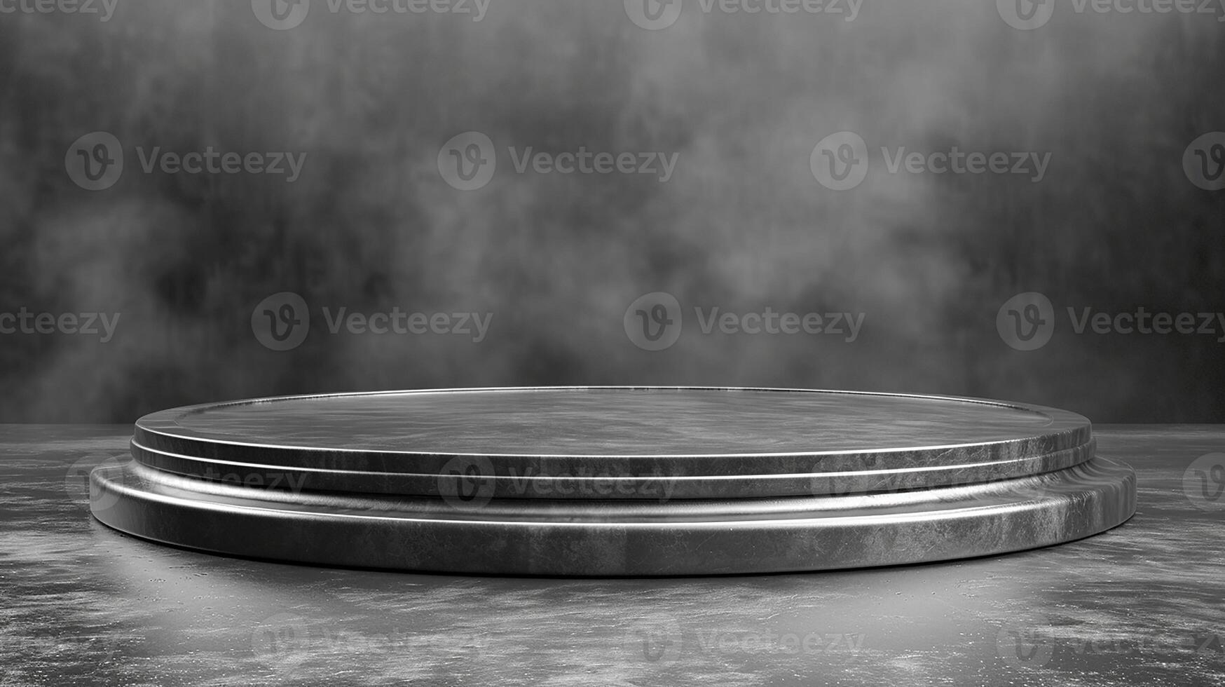 AI generated an empty round pedestal on a table photo