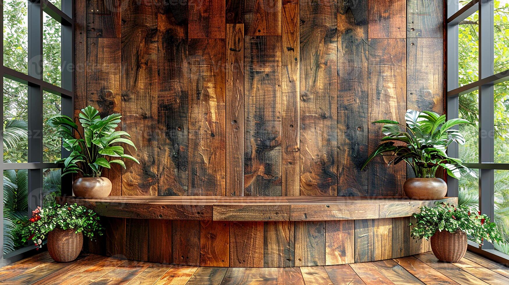 AI generated a wooden wall photo