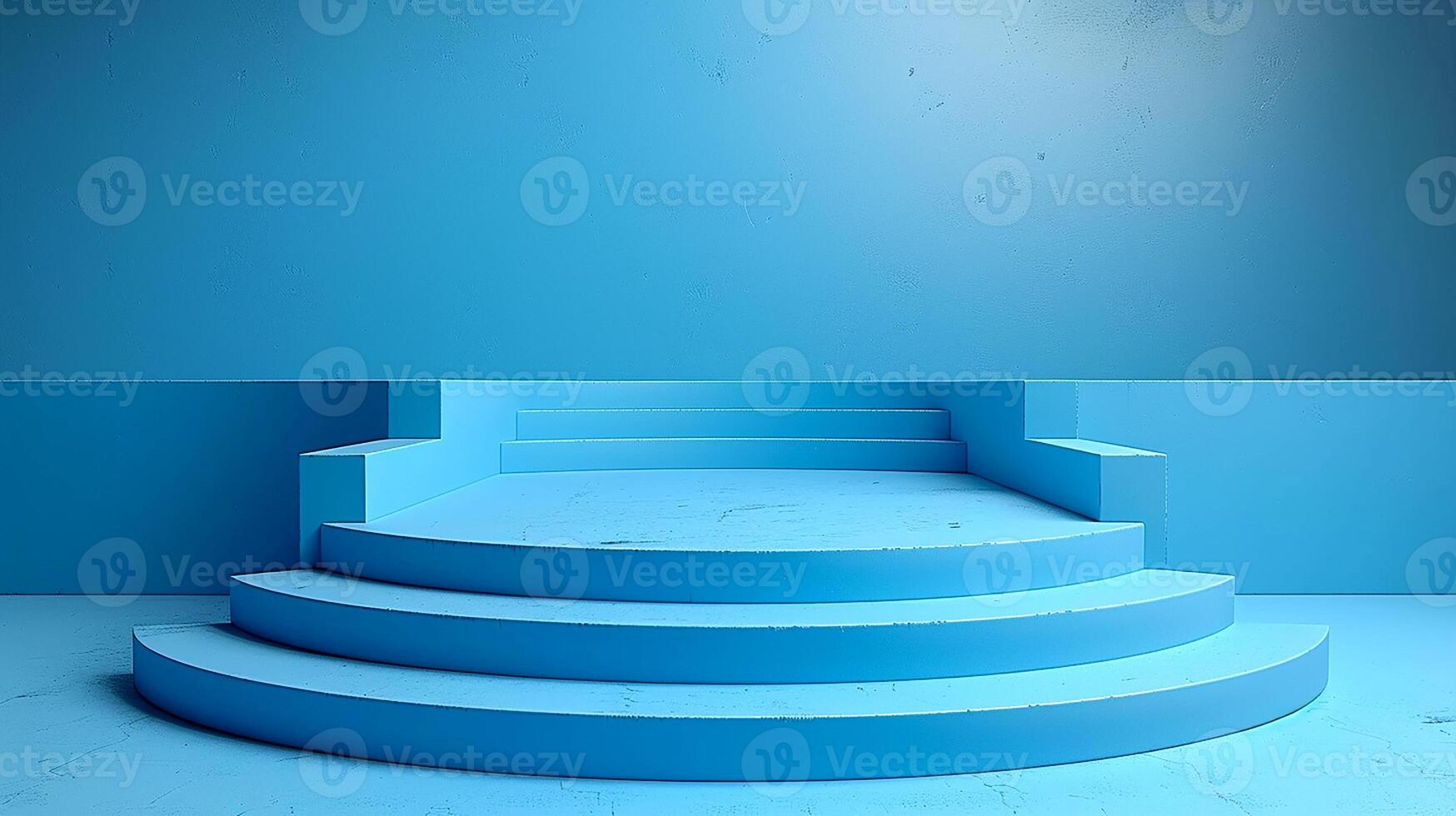 AI generated a blue stage with a podium in front of it photo