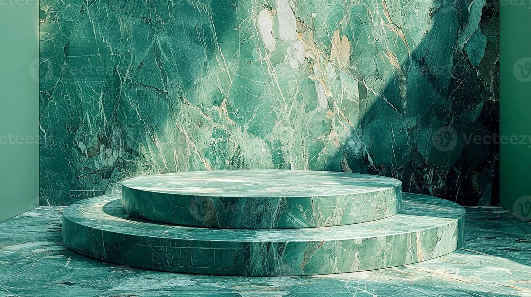 AI generated a green marble floor with a circular staircase photo