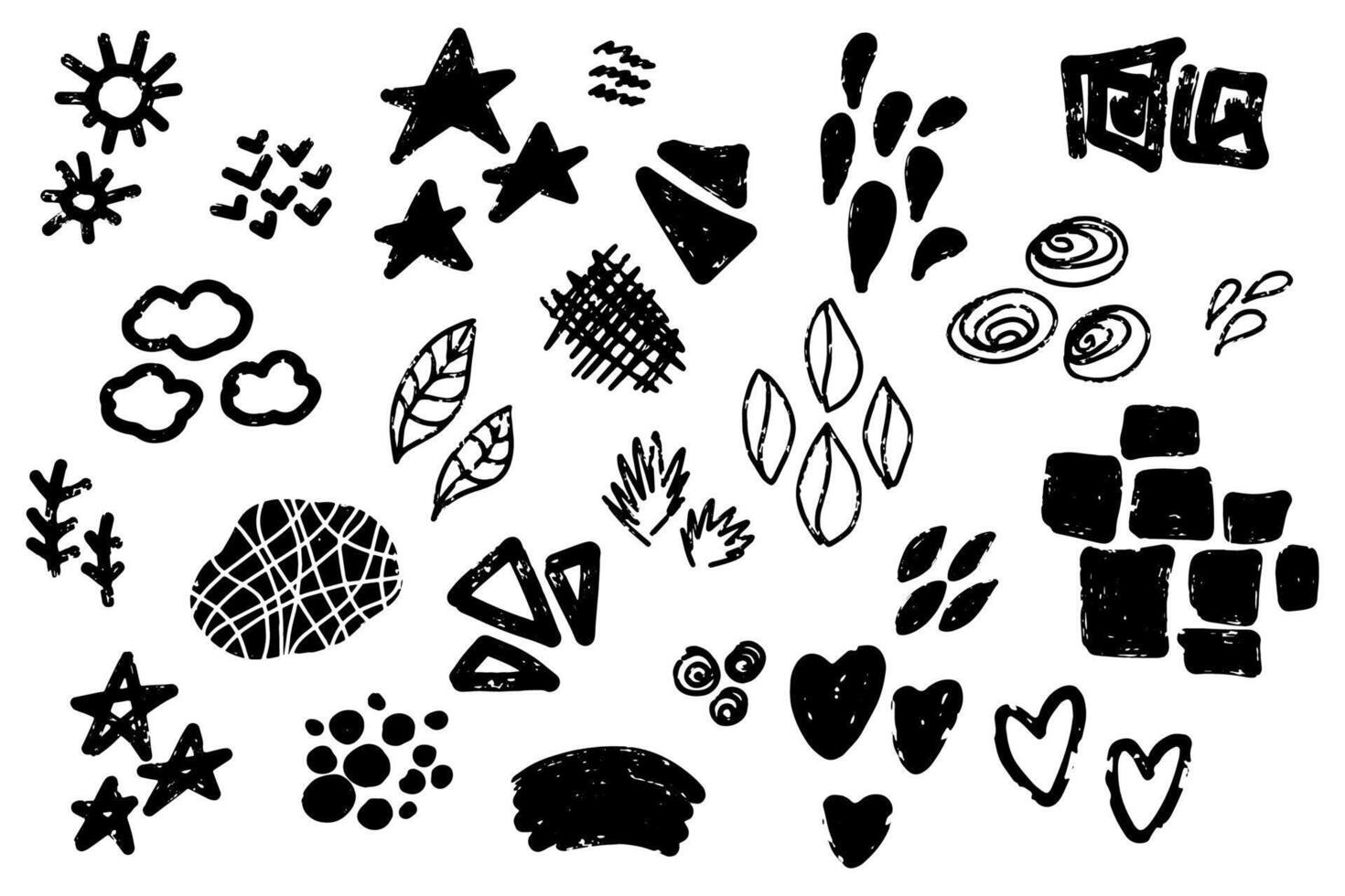 a black and white drawing of various shapes vector