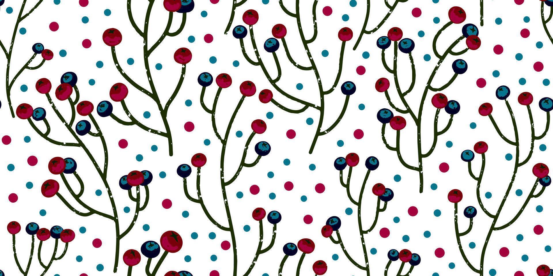a pattern with red, blue and green flowers vector