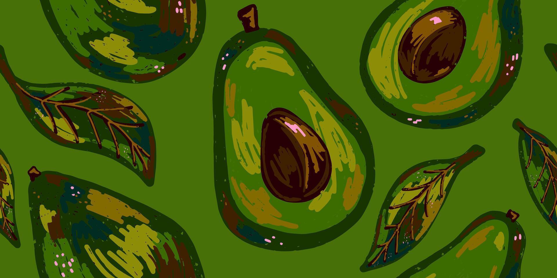 avocado seamless pattern vector