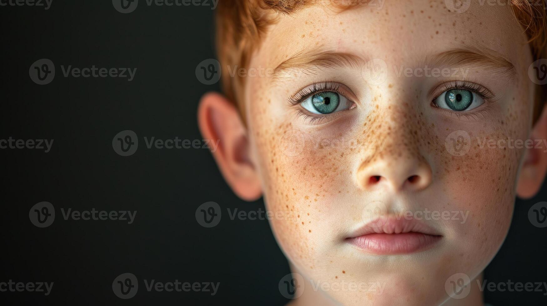 AI generated Portrait of a Freckled Redhead Boy photo