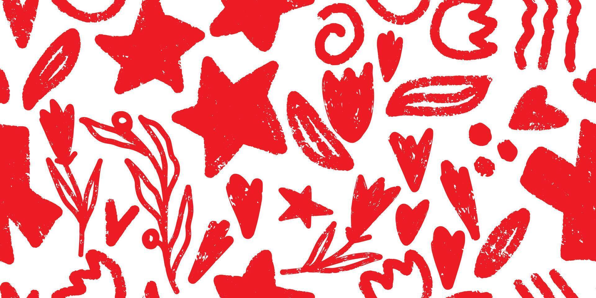 a red and white pattern with hearts and stars vector