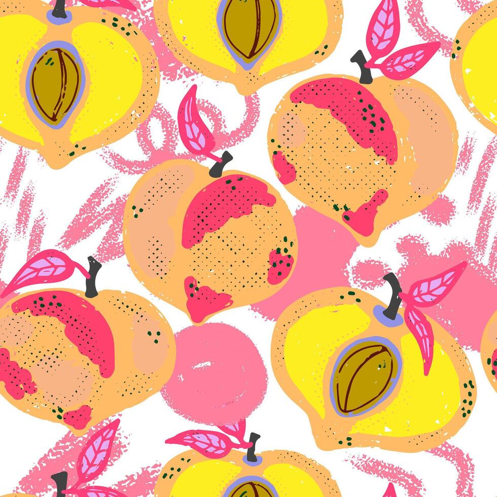 a pattern with fruit and leaves on it vector