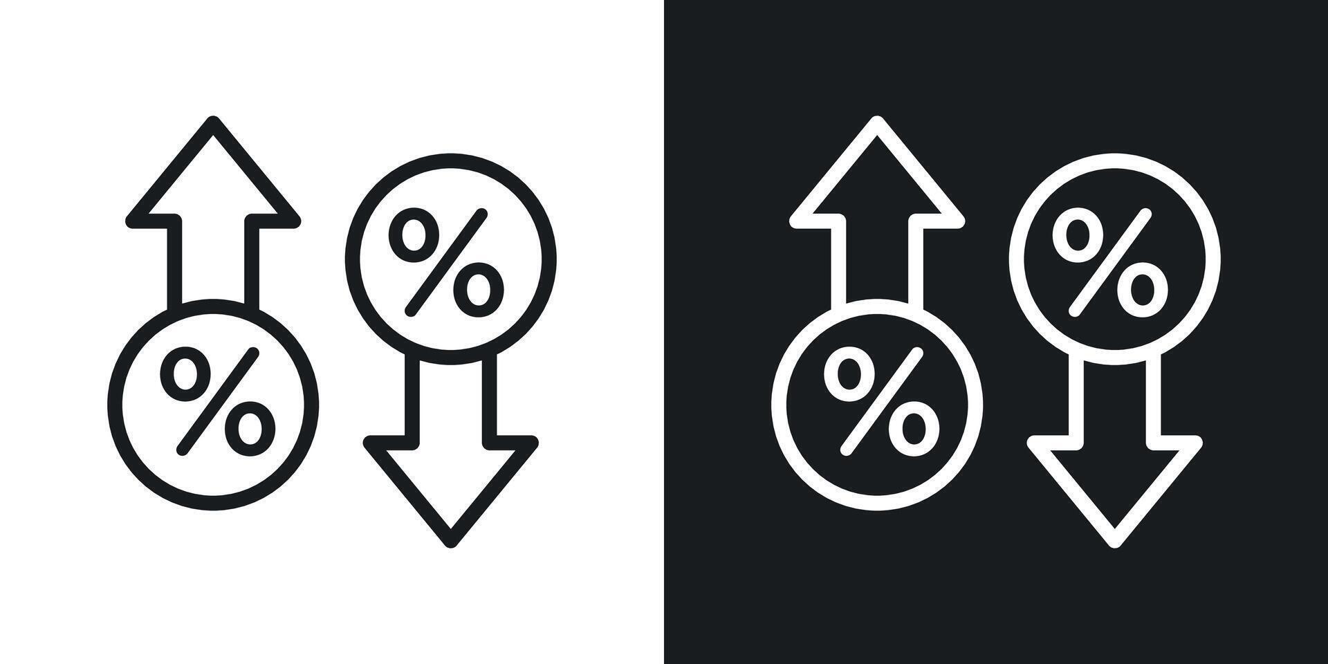 High and Low Percent arrow icon vector