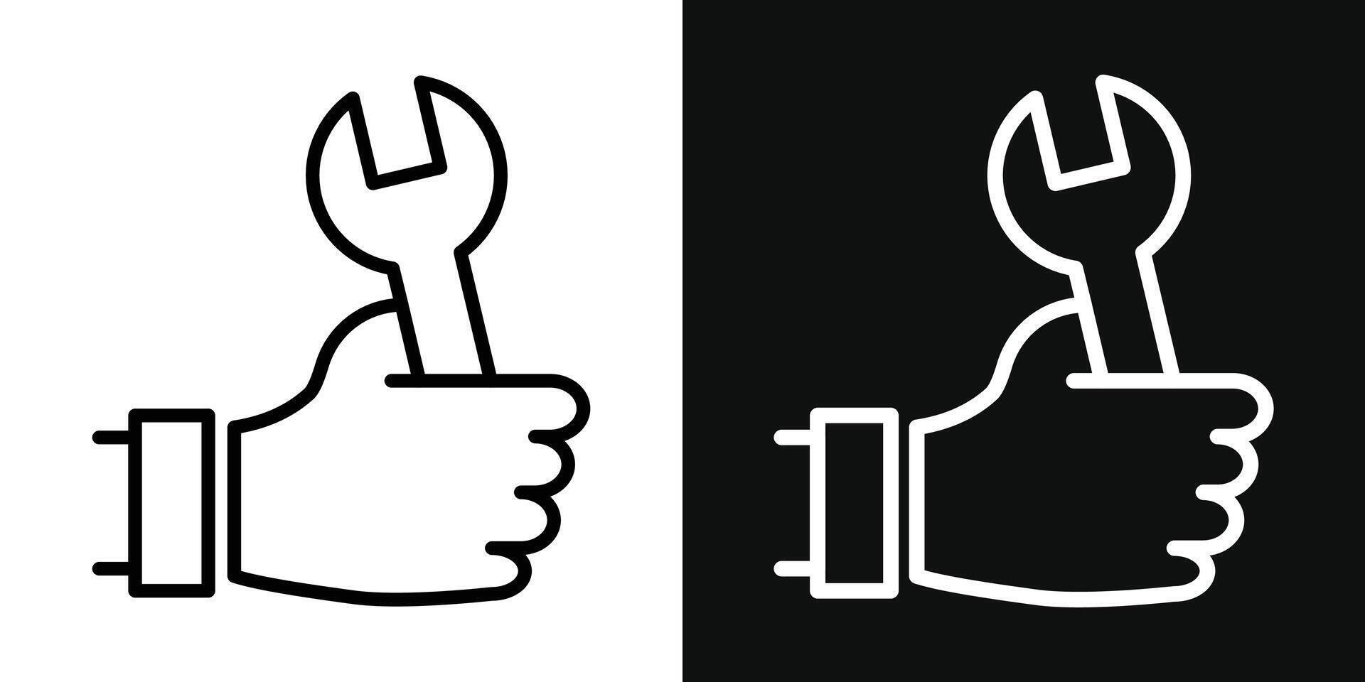 Spanner in hand icon vector