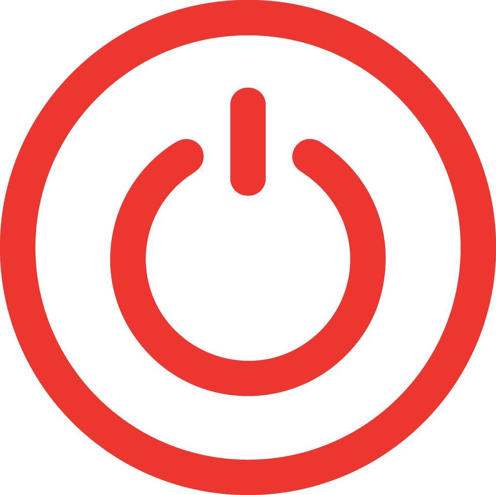 Power switch icon. Start and shutdown computer button. Red symbol off and on. Sign switch for design prints. Line circle pictogram. Silhouette Round energy signs. Vector illustration
