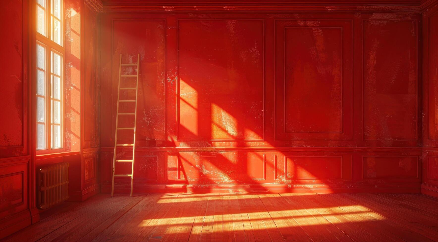 AI generated room with ladder, painted walls and windows 40278547 Stock