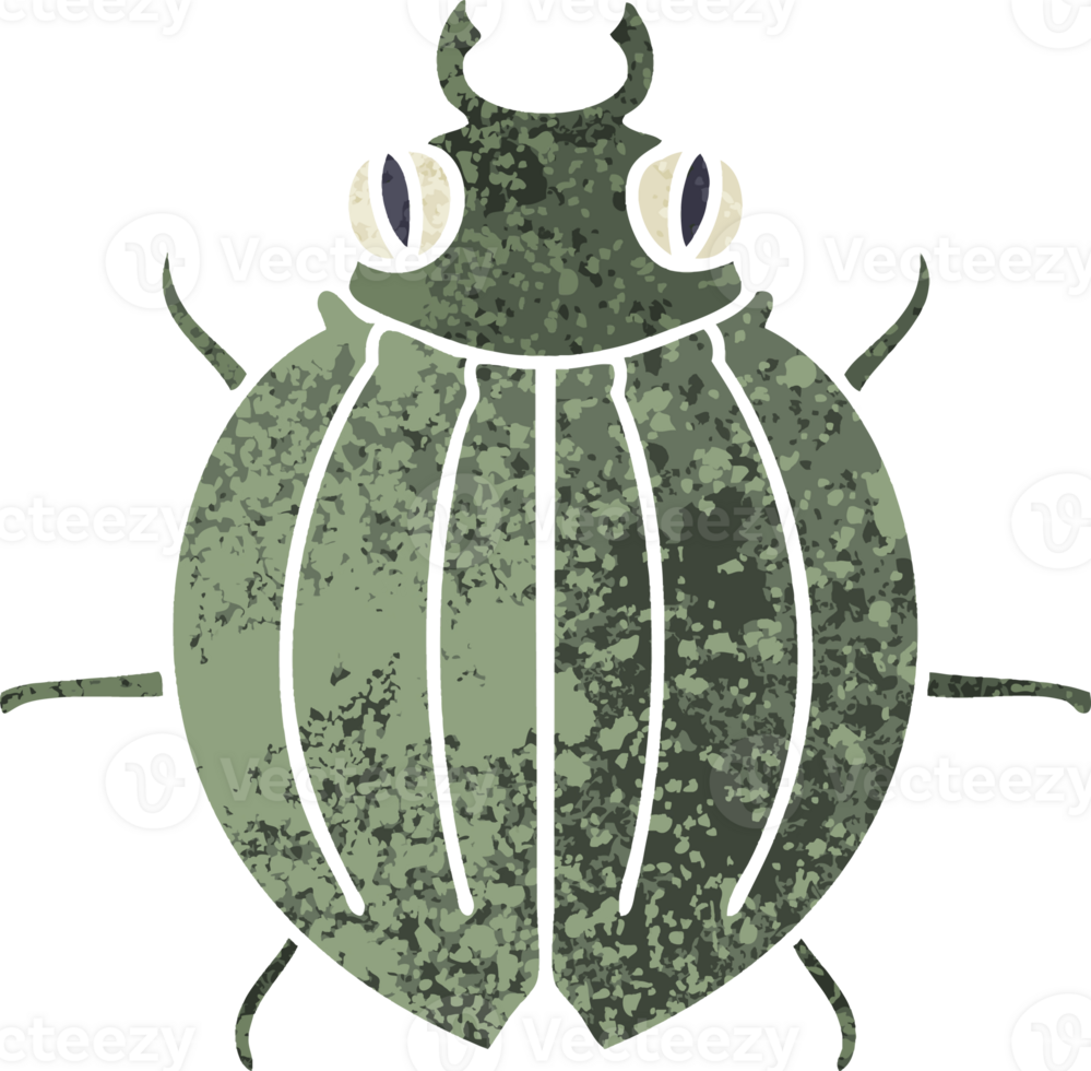 retro illustration style quirky cartoon beetle png