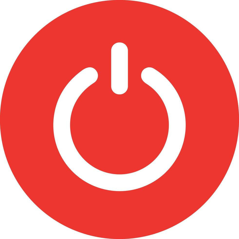 Power switch icon. Start and shutdown computer button. Red symbol off