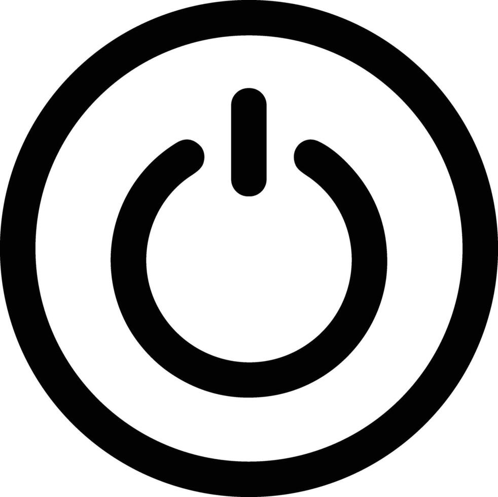 Power switch icon. Start and shutdown computer button. Black symbol off and on. Sign switch for design prints. Line circle pictogram. Silhouette Round energy signs. Vector illustration
