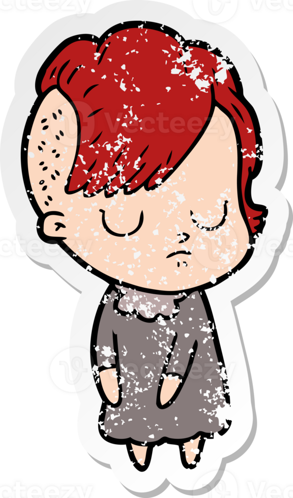 distressed sticker of a cartoon woman png