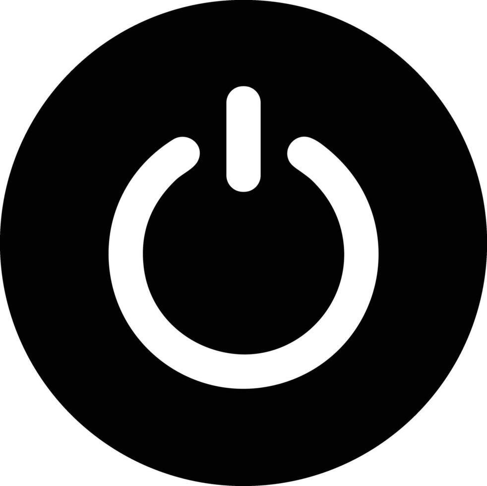 Power switch icon. Start and shutdown computer button. Black symbol off and on. Sign switch for design prints. Flat circle pictogram. Silhouette Round energy signs. Vector illustration