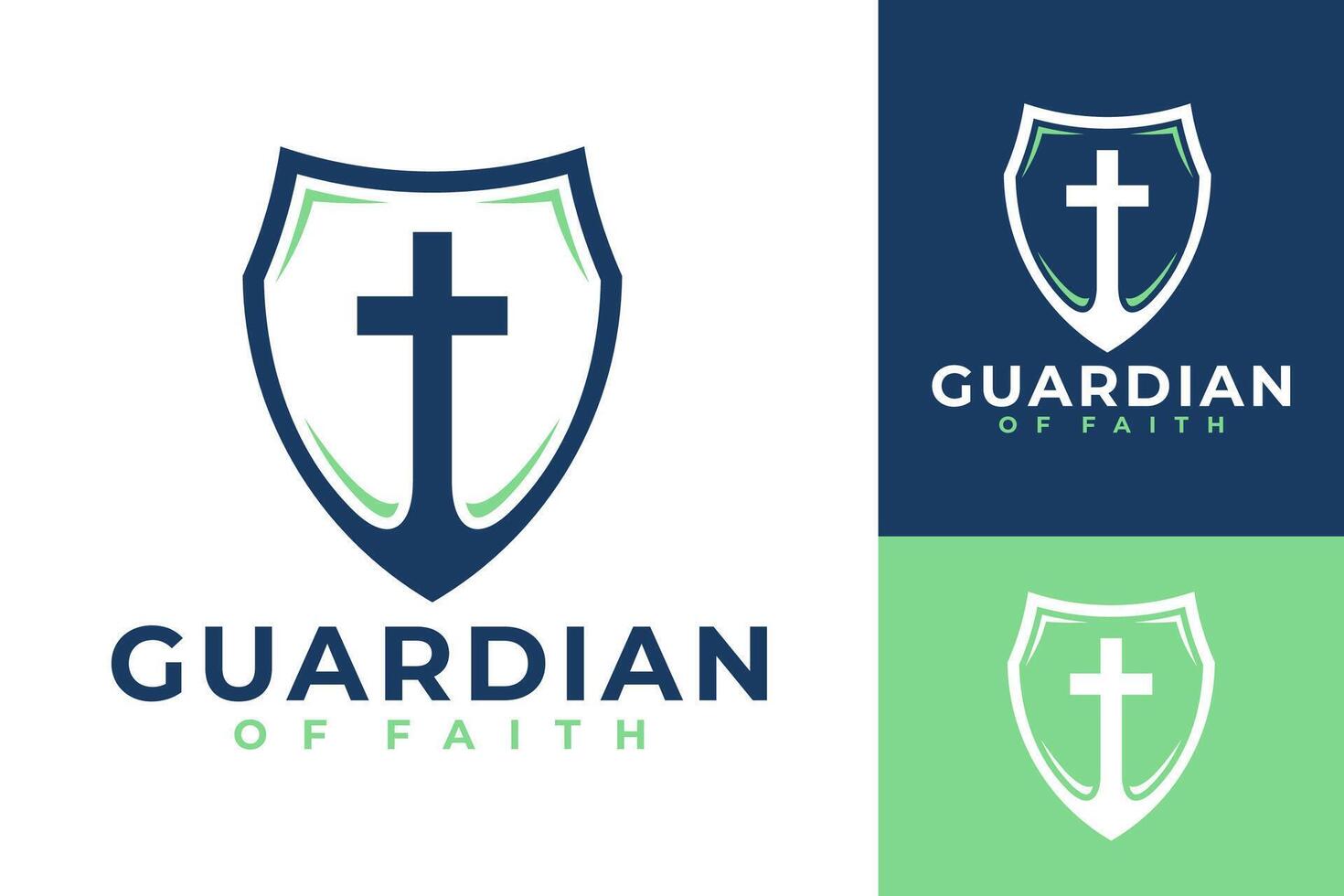 guardián cruzar fe creyente logo diseño vector