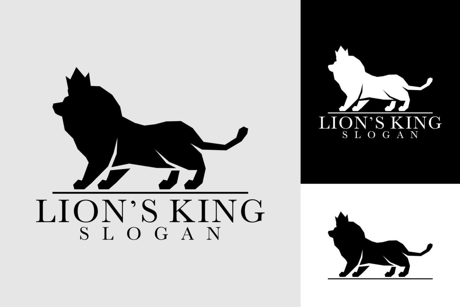 león Rey negro silueta logo diseño vector