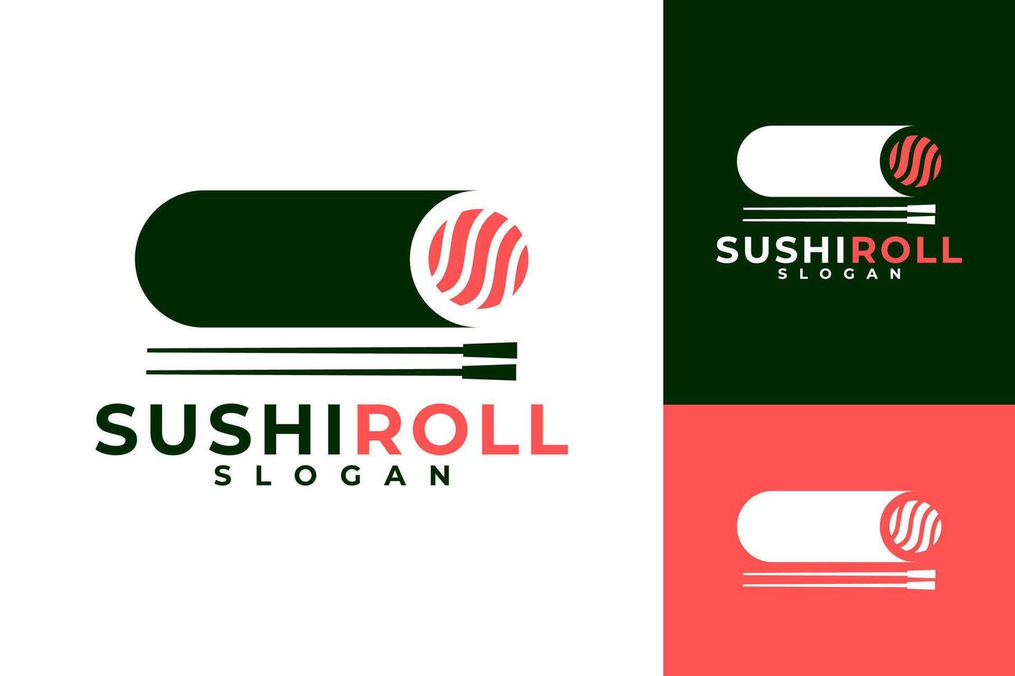 Sushi Roll Japanese Food Logo Design vector