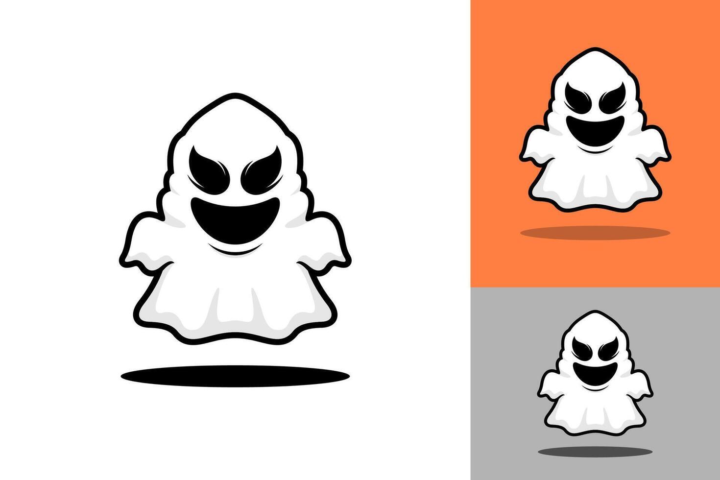 Little Ghost Smile Character Logo Design vector