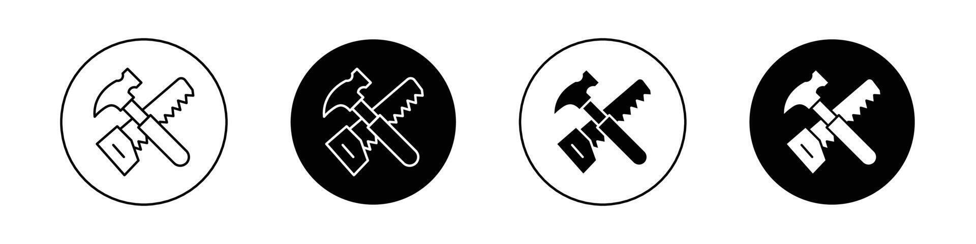 Hand saw and hammer icon vector