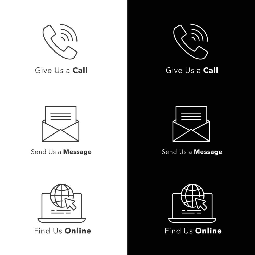 Communication Icons. Call, Message, and Online Contact for Seamless Interaction vector