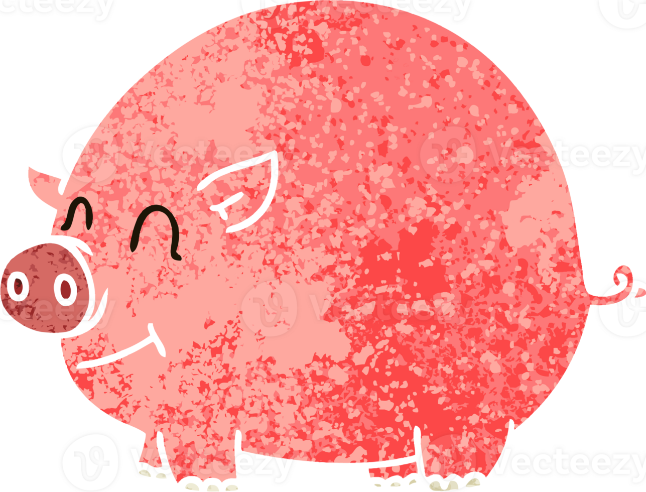retro illustration style quirky cartoon pig png