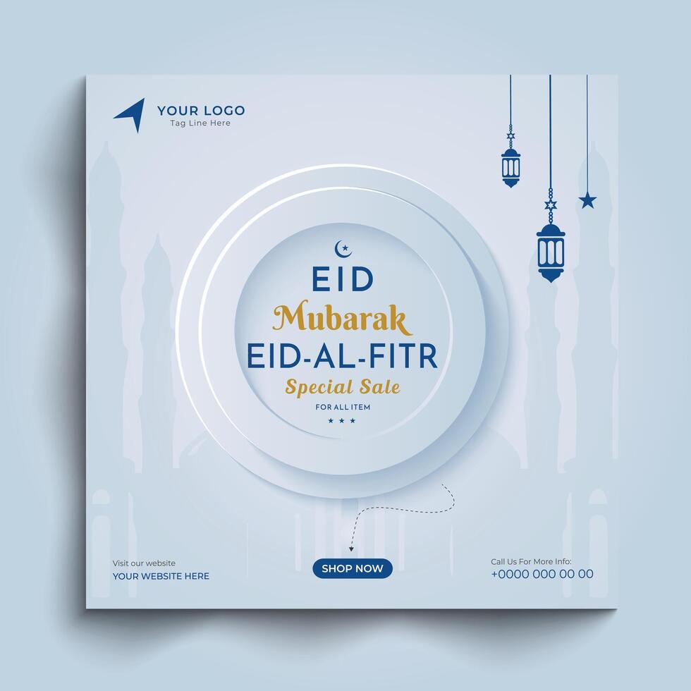 Eid mubaral social media post design vector