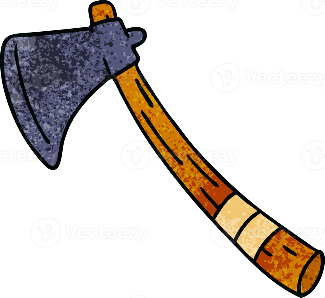 textured cartoon doodle of a garden axe png