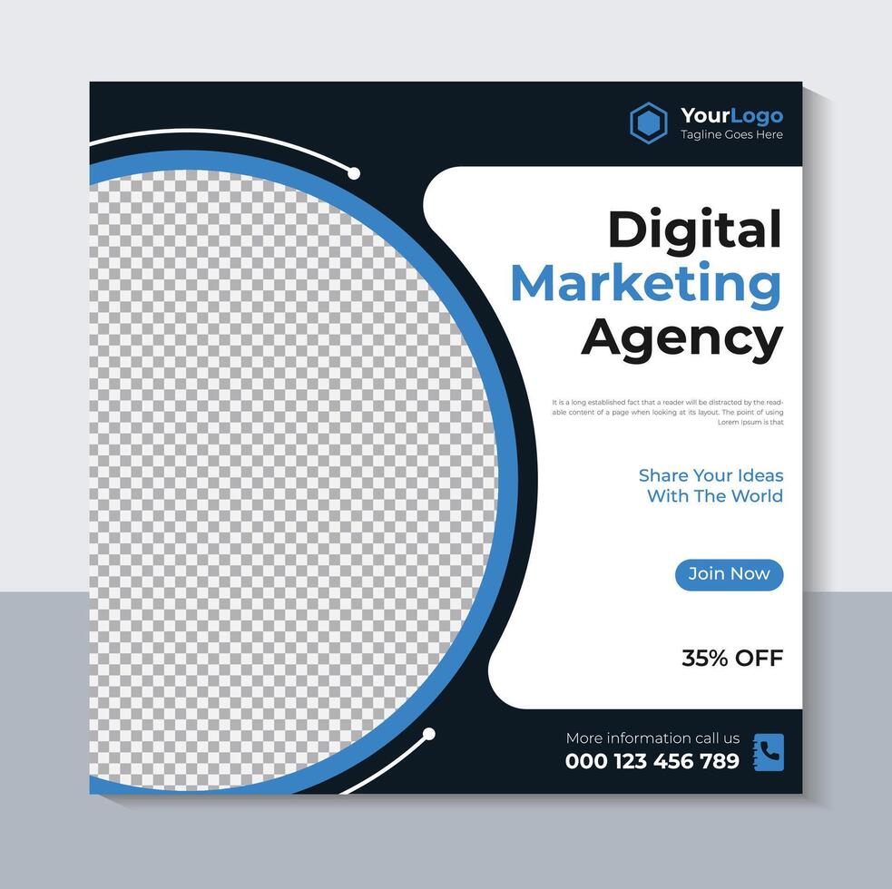 Business Social Media Post Template, Modern Digital Marketing Agency Banner Design, Free Vector