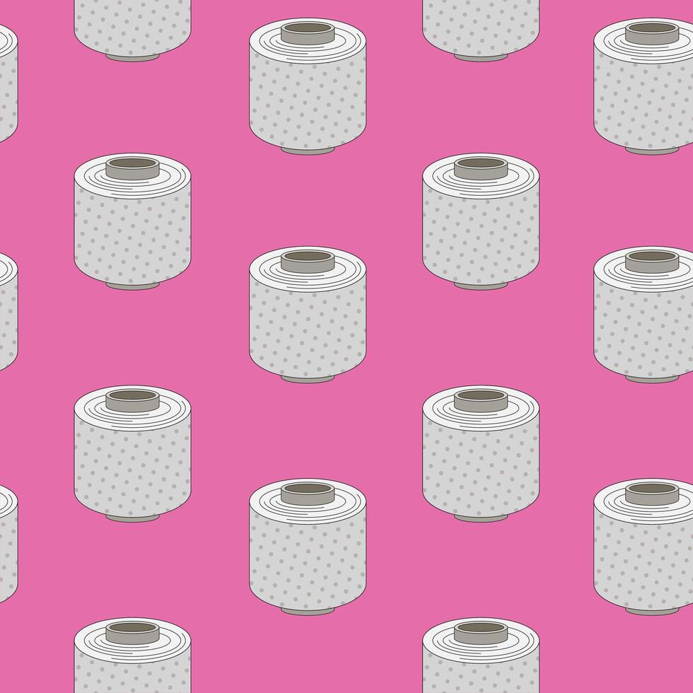 seamless doodle pattern. toilet paper. vector illustration. Pink background