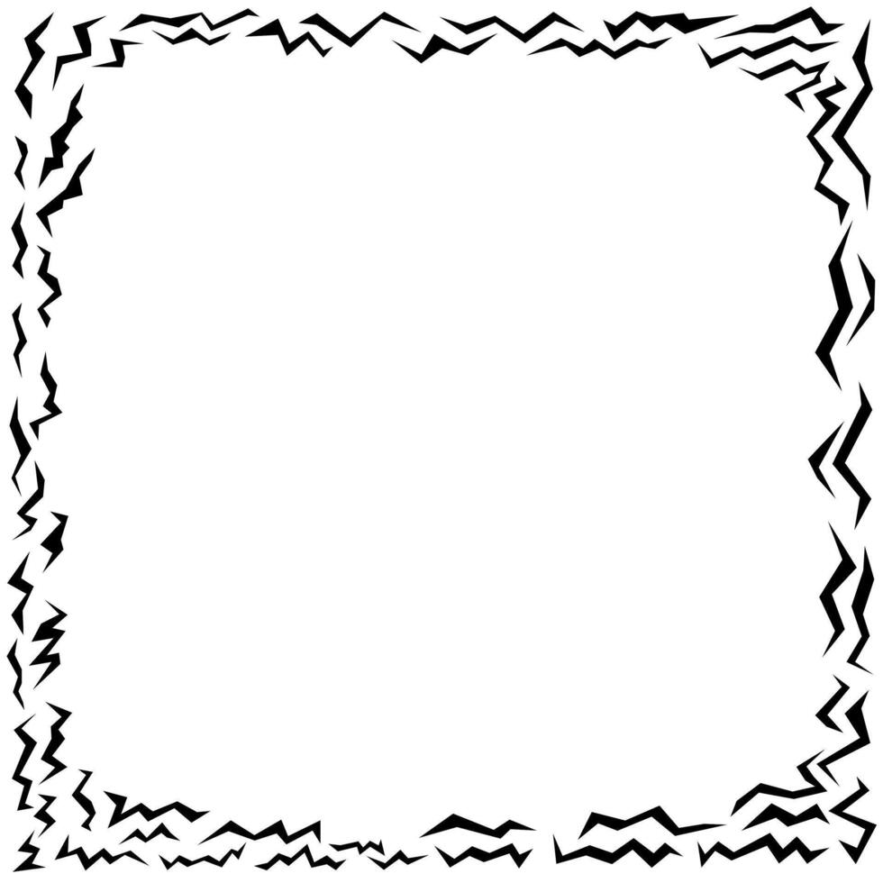 Bold wavy lines forming a square frame. Decorative and snake-like border, made by serpentine zigzag lines. Isolated black and white illustration, on white background. Vector. vector