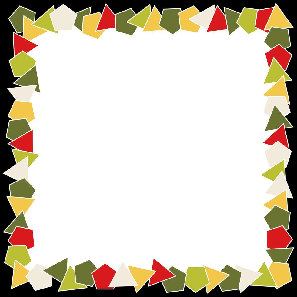 simple cute bright colorful doodle styled square border consists of triangle shape tile arranged around the frame vector