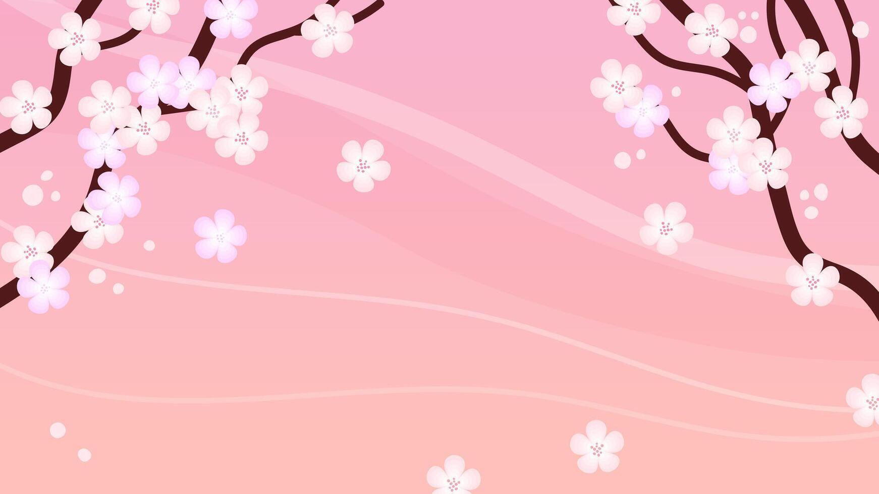 Beautiful spring background with sakura blooming. Template with copy space. Vector illustration.