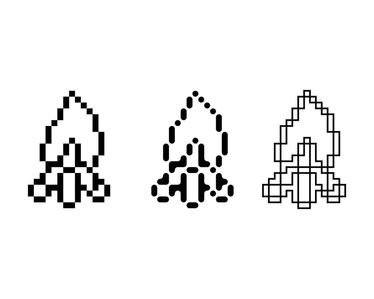 Pixel art outline sets icon of firewood variation color.campfire icon on pixelated style. 8bits perfect for game asset or design asset element for your game design. Simple pixel art icon asset. vector